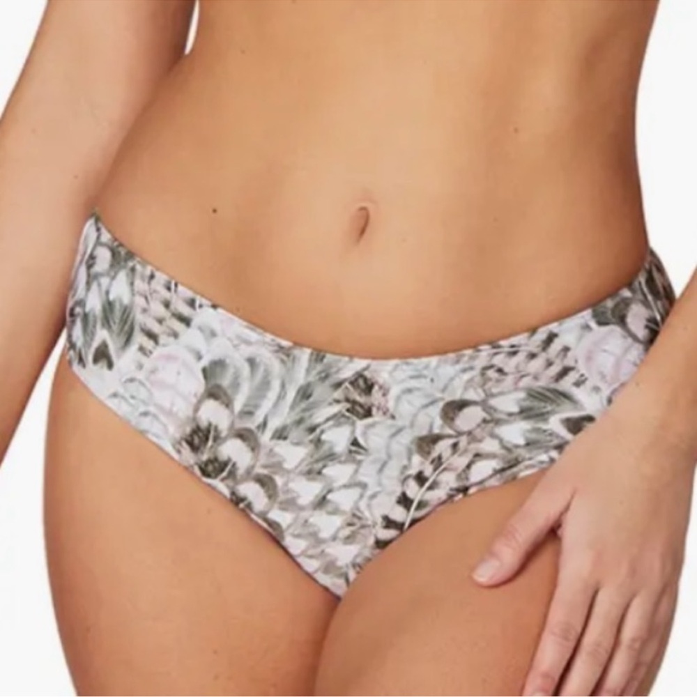 Nip Tuck Swim Bikini Bottom Mid Rise Size 8 Pink Gray